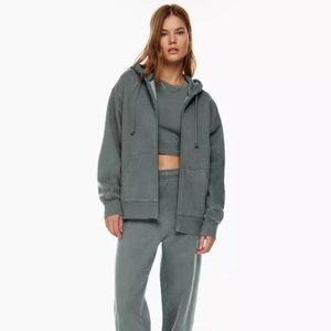 Aritzia Tna Cozy Fleece Boyfriend Zip Hoodie Gd Echo Grey Small